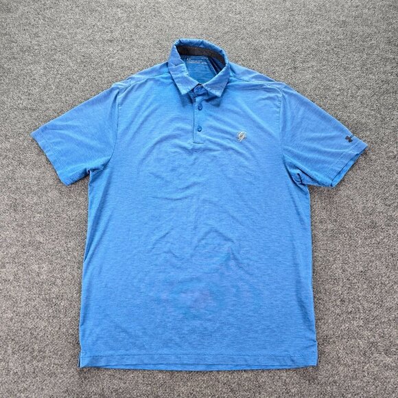 Under Armour Polo‎ Shirt Mens Large Blue Short Sleeve Golf Performance Casual - Picture 1 of 8